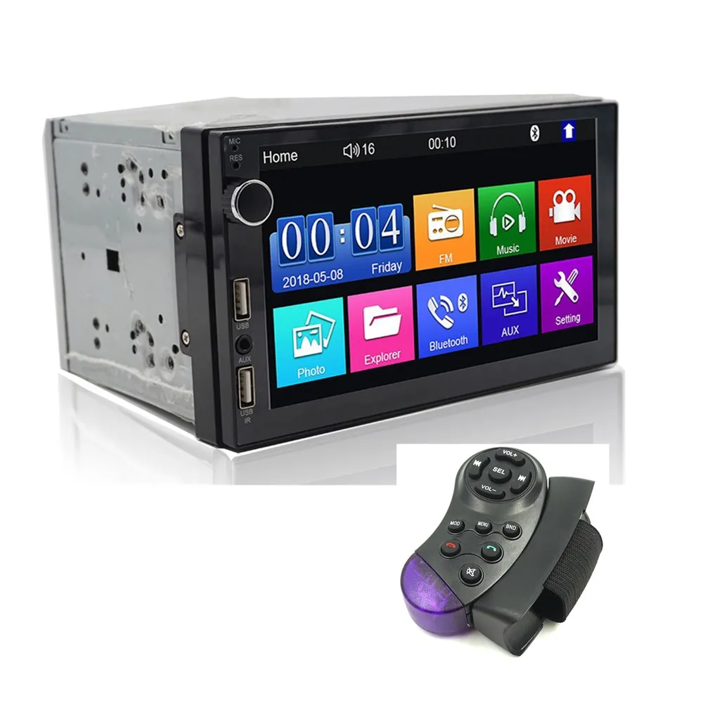 radio with contro Carsanbo 7 дюймов 2 DIN сенсорный экран радио два USB порта автомобиля стерео Bluetooth Зеркало Ссылка с камерой заднего вида Android/IOS - Цвет: radio with contro