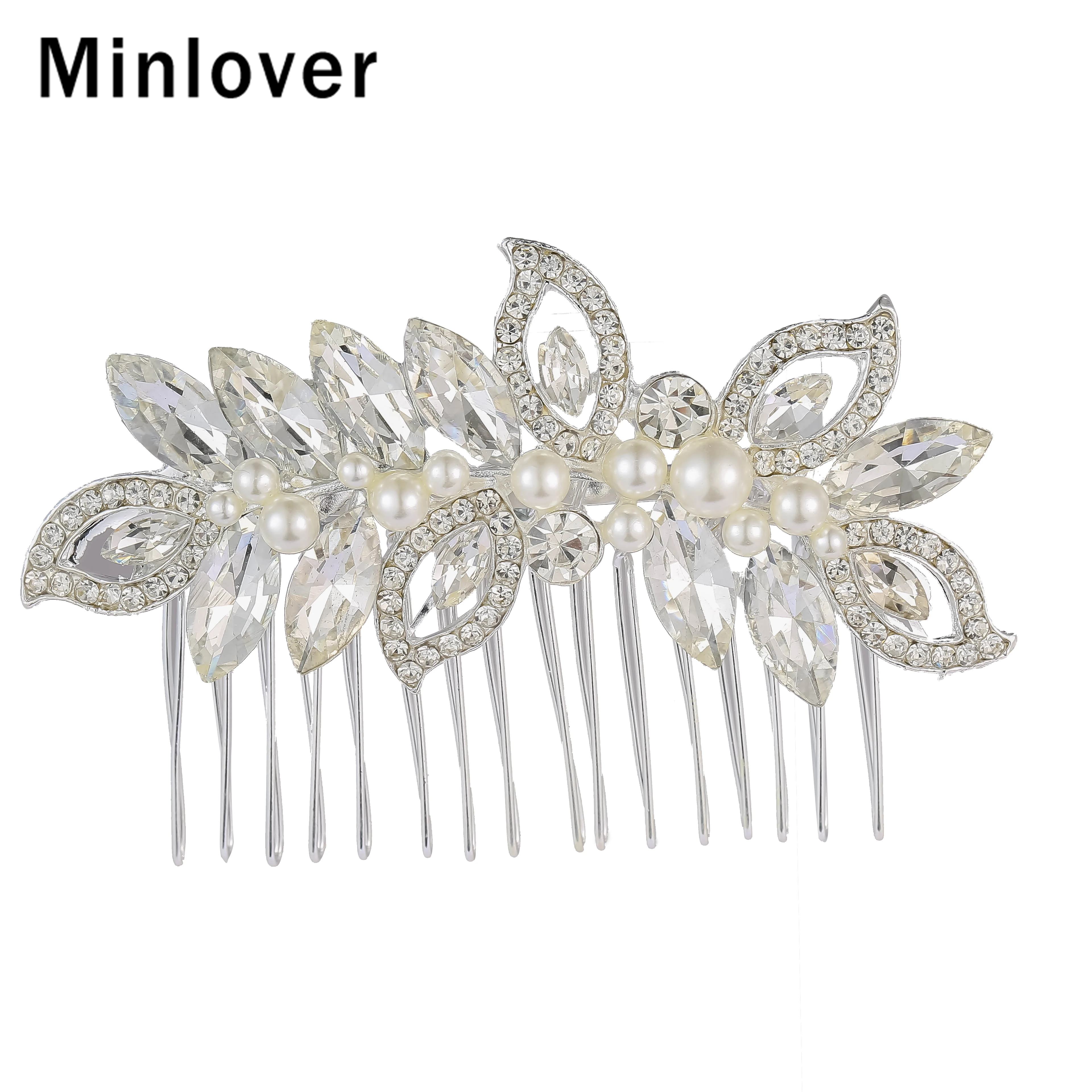 Женский гребень для волос с жемчугом и листьями розового золота