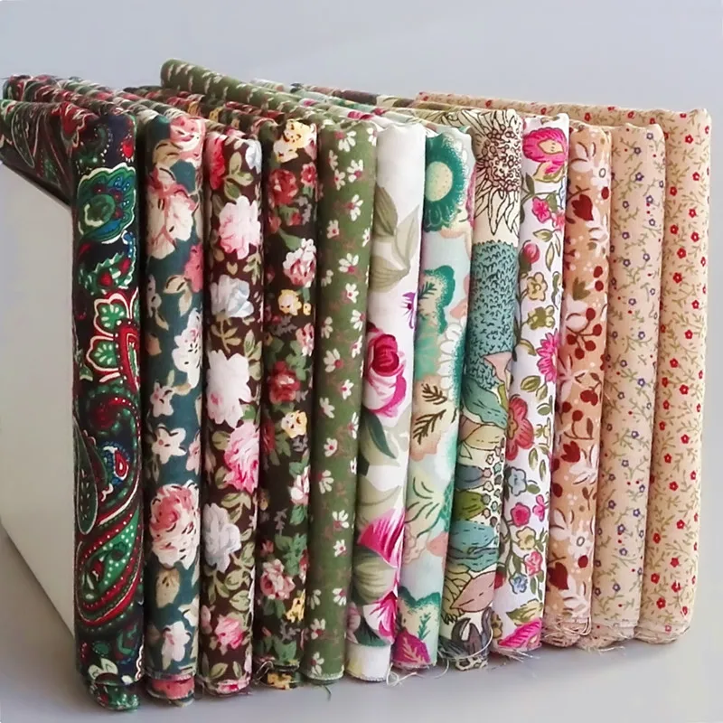 Хлопковая ткань с цветочным принтом 12 шт. 23 см * 24 в стиле ретро для рукоделия из