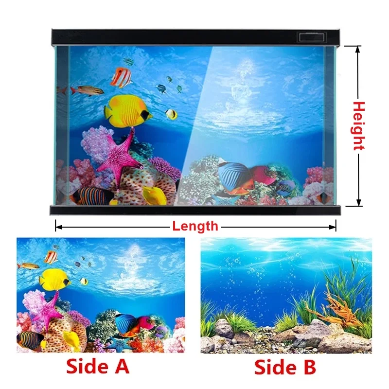 Новый двухсторонний плакат из ПВХ для аквариума украшение настенный фон картина