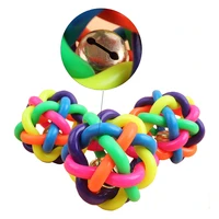 pet dog cat sounding ball toys squeaky interactive rainbow vocal ball with small bell molar chewing teeth clean puppy ball toys
