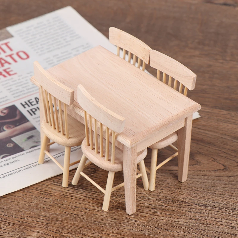 

1 набор обеденный стол стул модель деревянная музыкальная шкатулка комплект мебели для игрушек Высокое качество 1:12 кукольный домик миниатюра