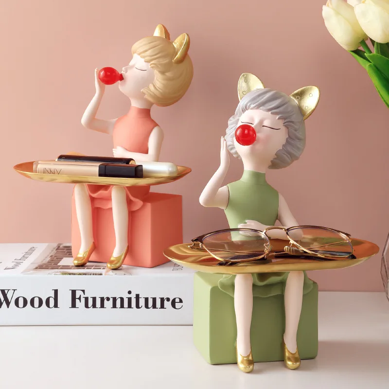 

Милые кошачьи ушки, лоток для хранения закусок и ключей для девушек, минималистичное украшение, подставка для тортов, стойка для хранения де...