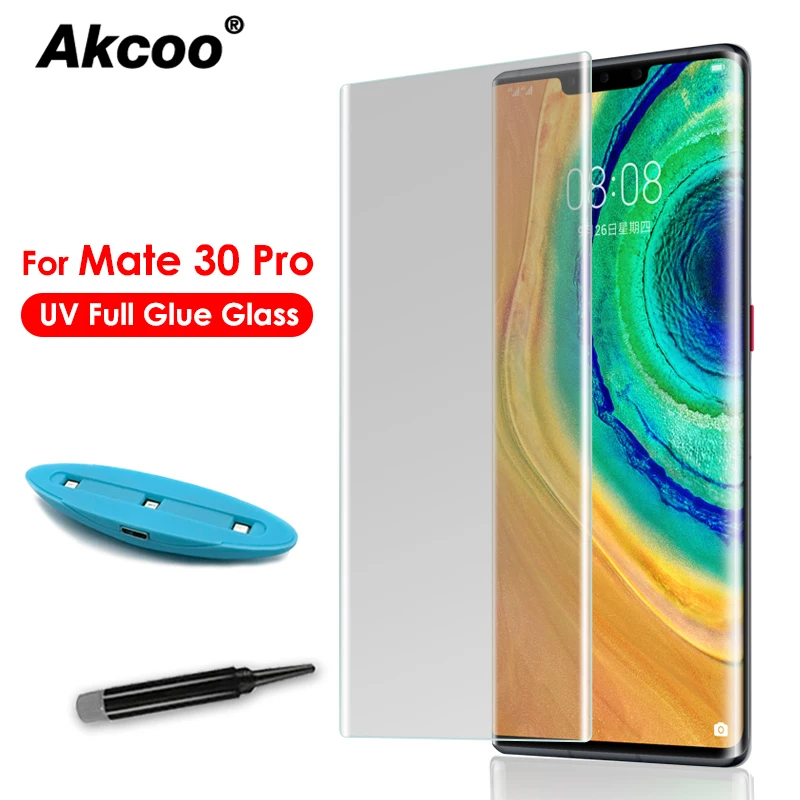 Закаленное стекло Akcoo для Huawei Mate 30 Pro пленка защиты экрана от УФ излучения на