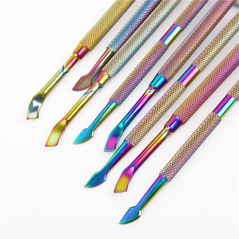 Пинцет двусторонний Радужный из нержавеющей стали для отодвигания кутикулы