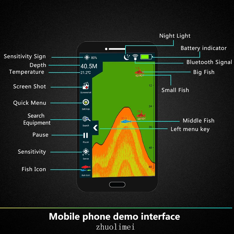 Эхолот-рыболокатор Erchang XA02 беспроводной для IOS и Android | Спорт развлечения