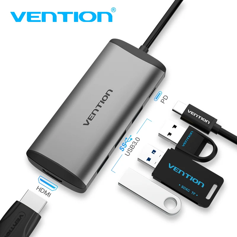 Концентратор Vention type-c USB 3,1 type-c к HDMI USB3.0 PD адаптер для MacBook samsung Dex S8 huawei P20 Pro Thunderbolt 3 док-станция usb-хаб