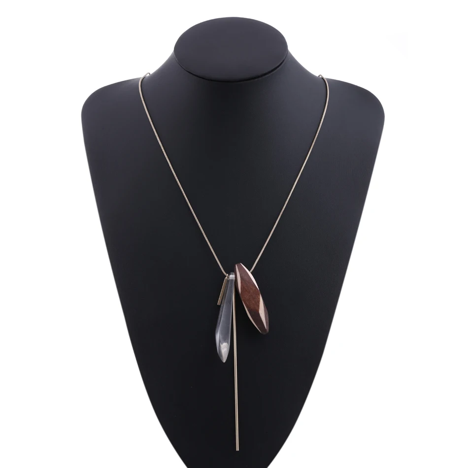 Женские Длинные ожерелья и кулоны для женщин ожерелье с деревянными бусинами на