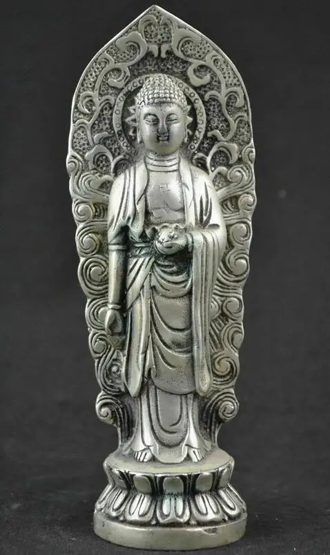 Серебряная подставка для тибетского буддизма цветок лотоса Шакьямуни Амитабха