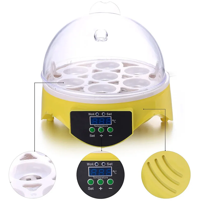 

Mini 7 Eggs Incubator Poultry Incubator Brooder Digital Temperature Hatchery Automatie Hatcher Chicken Duck Bird Pigeon 110/220V