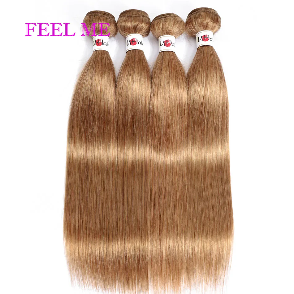 #27 Brazilian Straight Hair Bundles Honey Blonde 3/4 Bundles Straight Human Hair For Black Women Remy Hair Extensions FEELMEHAIR