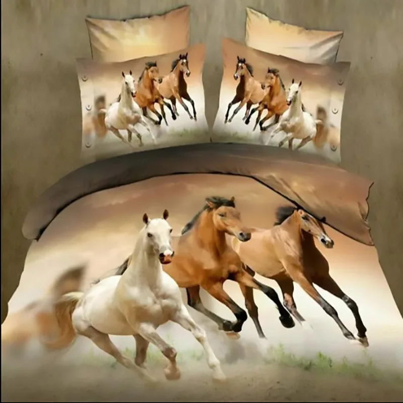 bedding 3d horses duvet cover bed sheet pillow cases 4pcs linen set | Bedding Set