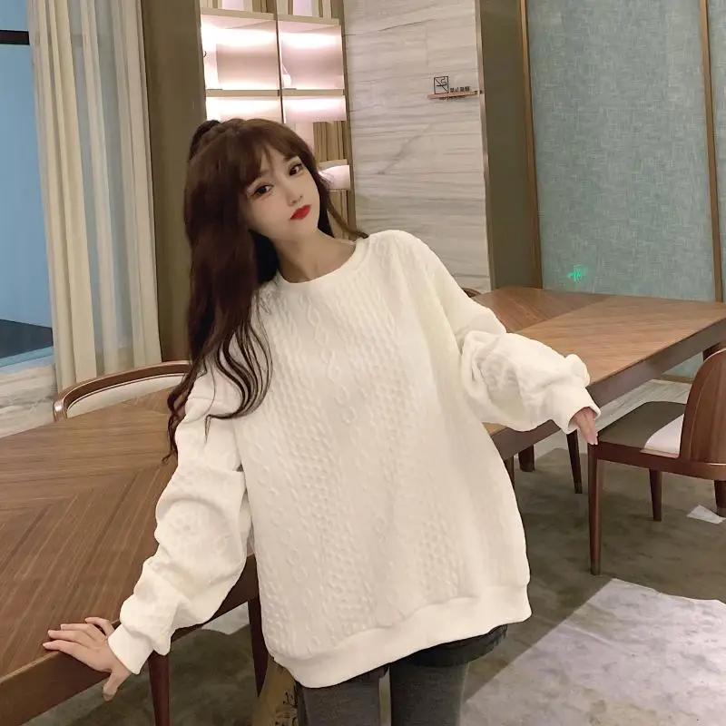 

XZ693 2021 new women Design sense three-dimensional linen pattern Hoodies Sweatshirts