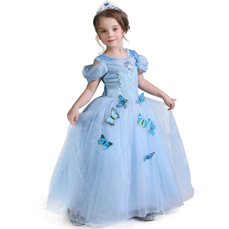 Dress 2 Платье принцессы для девочек; Детский Рождественский Костюм Золушки для девочек; Одежда для девочек; детская бальная одежда; платье Эльзы - Цвет: Dress 2