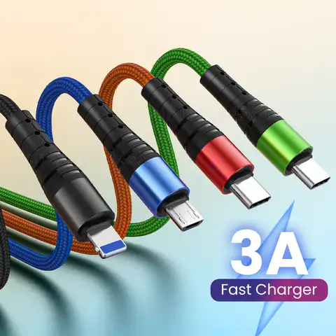 4 в 1 USB-кабель для iPhone зарядное устройство 3 в 1 Micro USB/Type C/8 Pin нейлоновая оплетка Kable 3A шнур для быстрой зарядки для iPhone 13 12 Xiaomi