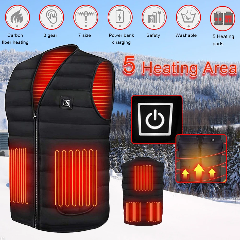 

New Hot 9 Places Heated Vest Men Women Usb 3 Gears Adjustable Winter Heated Jacket Heating Vest Thermal Clothing Hunting Vest