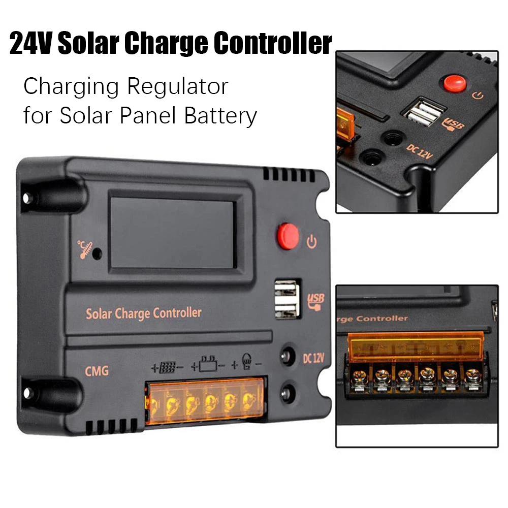

LCD Solar Charge Controller Panel 12V20A Battery Solar Charge Regulator Auto Switch Dual USB Overload Protection​​ Solar Power