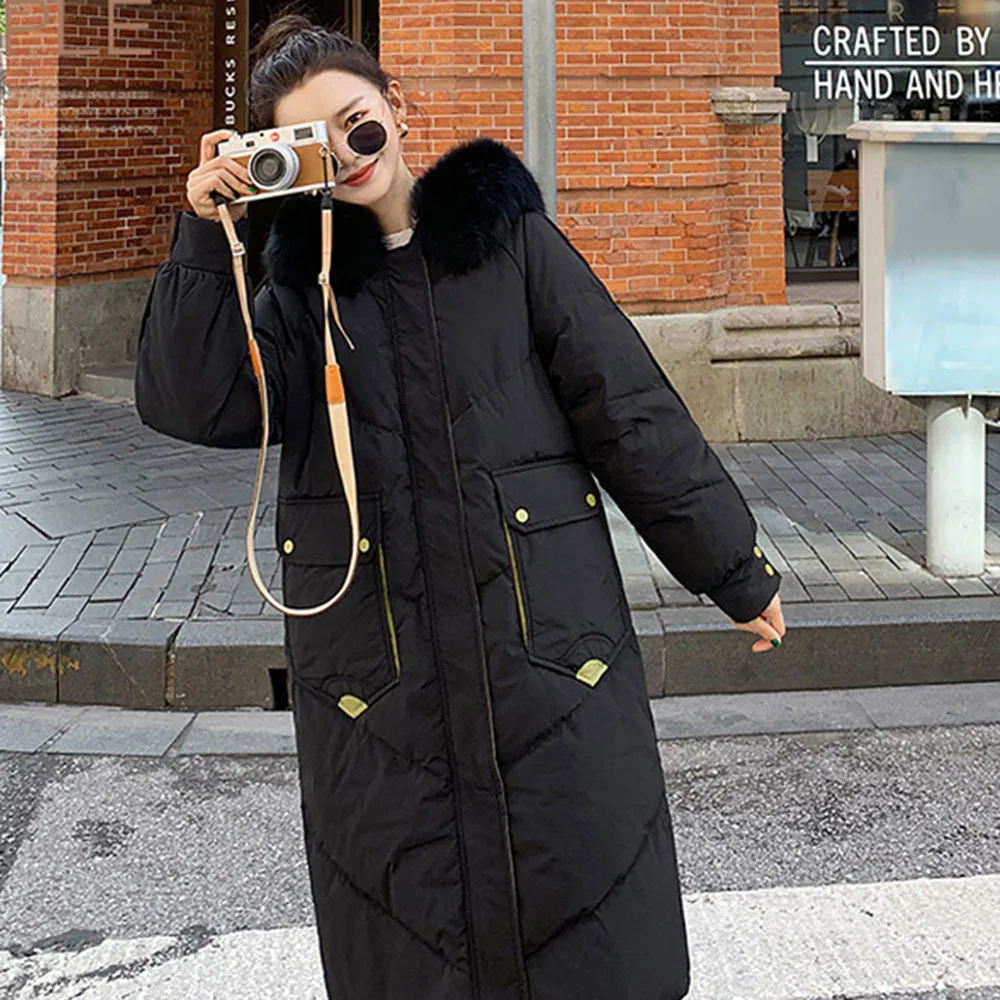 

Parker Coat Jacket Women Over-the-knee Mid-length Section New Winter Thick Padded Jacket Korean Loose Fashion Warm Bread Service