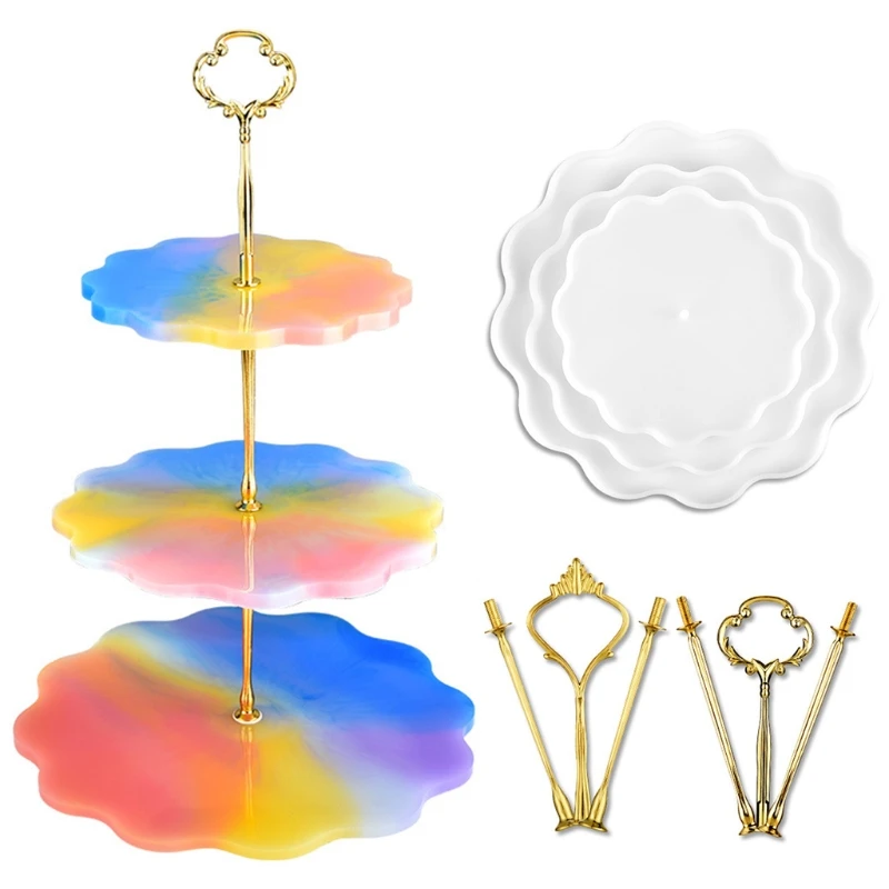 

Three Layer Mirror Flower Tray Silica Gel Mold DIY Cake Rack Tray Bracket Fruit Tea Tray Table，Cake Rack, Dessert Rack,Tea D0LC