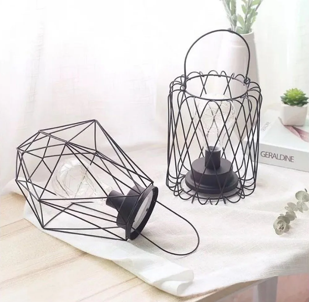 저렴한 Battery Powered Vintage Table Lamp LED Bedside Lamp Hanging Lantern Lamp Night Lamp With LED Edsion Bulb For Christmas Decor