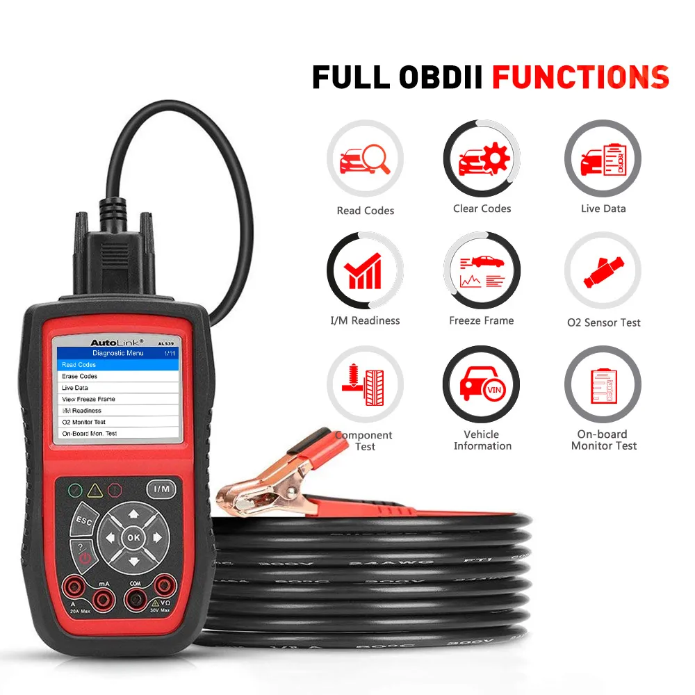 

Autel AutoLink AL539B OBDII scanner automotive Electrical Test Tool OBD 2 car diagnostic code reader battery tester PK al539