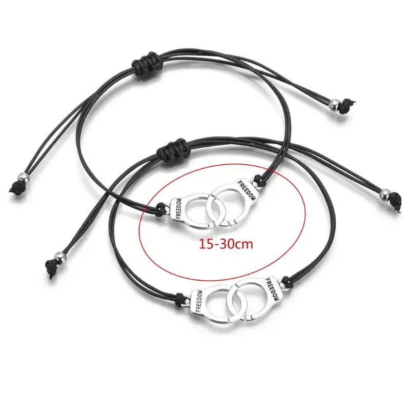 

2Pcs Handcuff Freedom Justice Charm Friendship Couple Lover Bracelets Kit Unisex