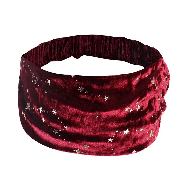 

Bohemia Wide Stretch Women Headbands Yoga Sports Head Wrap Turban Velvet Headwear Elastic Hair Bands Elegant Hair Accessories