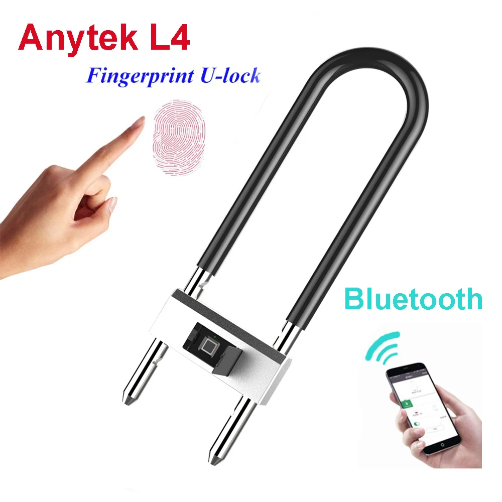 Anytek L4 U образный замок отпечатков пальцев приложение для разблокировки Bluetooth
