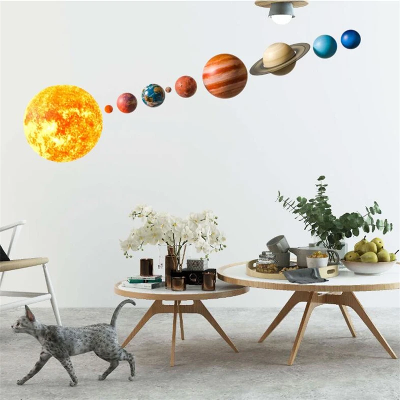 Cartoon planet Wall Sticker kids rooms study bedroom decorations wallpaper Mural home Art Decals nursery stickers | Дом и сад