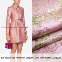 elegant three dimensional gold embossed yarn dyed jacquard dress fabric sewing fabric factory shop is not out of stock