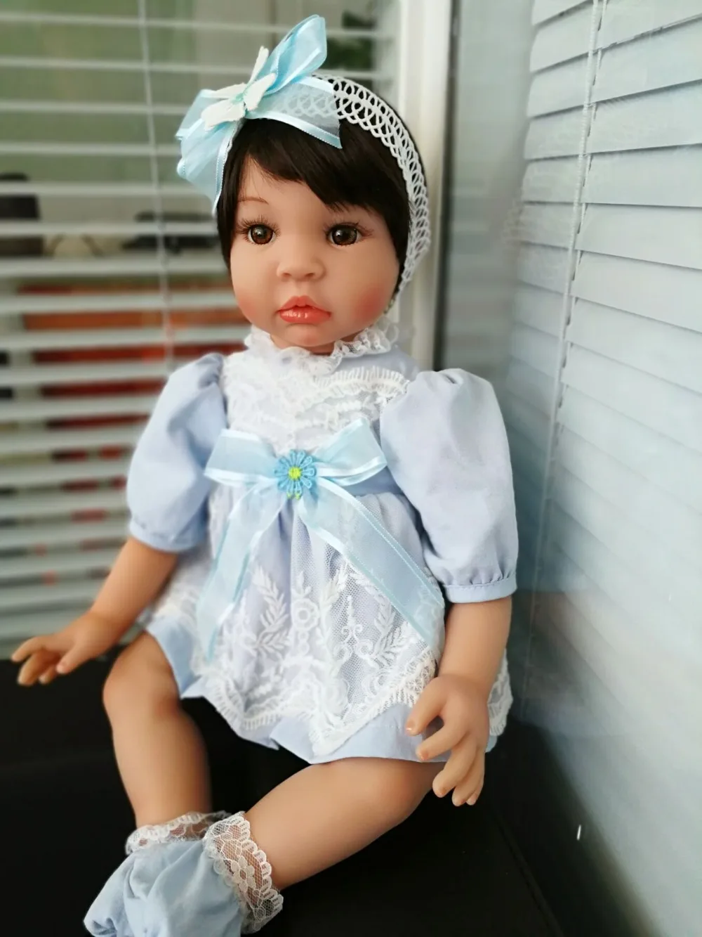 55 см модные короткие волосы 3/4 силиконовая виниловая Кукла Reborn Baby Doll Toys Girls Bonecas 22