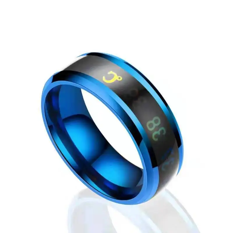 2022 Smart Sensor Body Temperature Test Ring Stainless Steel Fashion Display Real-time  Changing Color Finger Rings images - 6