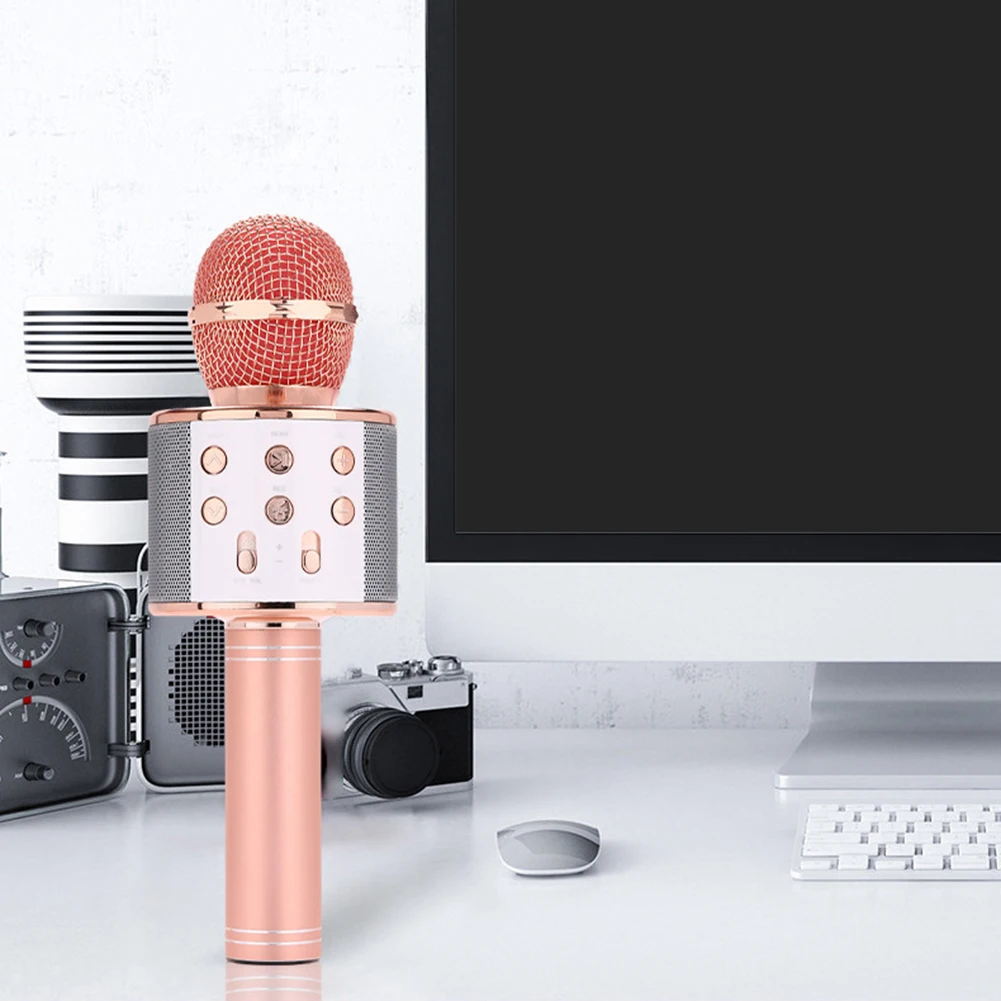 

WS858 Handheld Bluetooth Microphone Wireless Karaoke KTV Party Music Singing Microphone with Speaker low Noise High Fidelity