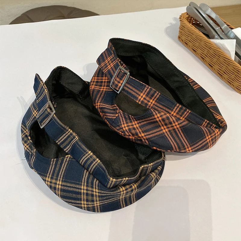 Foux Beret Hat Summer Women Plaid Striped Designer Painter Casquette Octagonal Baker Boy Retro Korean British style New Fashion |