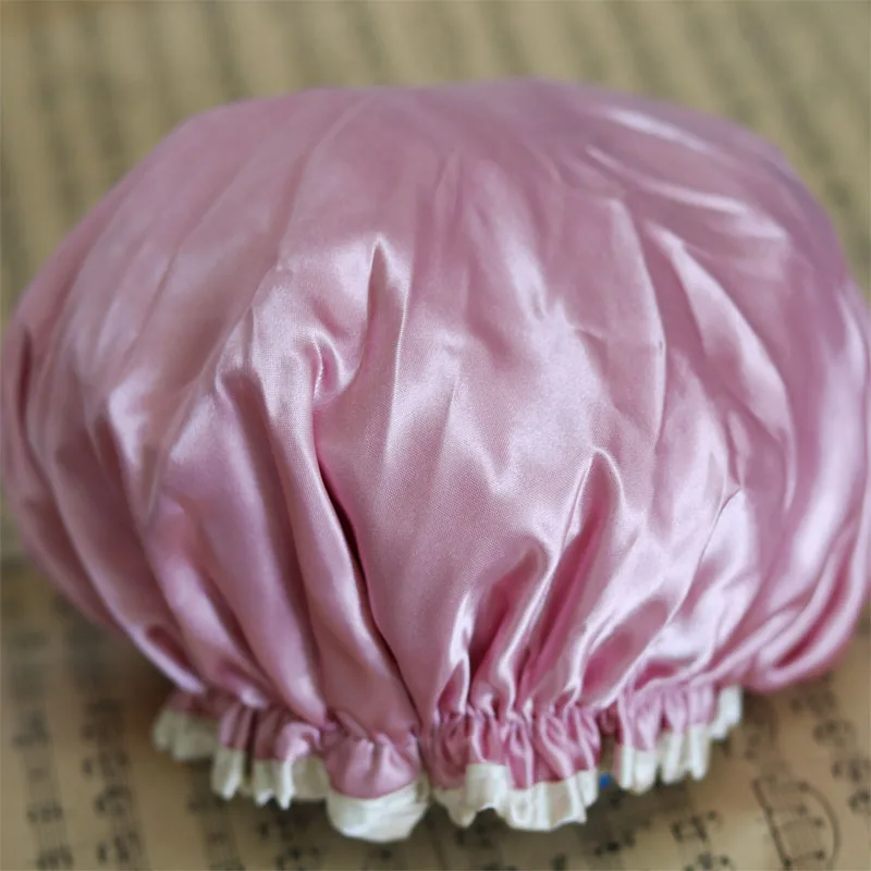 

Lovely Thick Women Shower Caps Colorful Double Layer Bath Shower Hair Cover Adults Waterproof HANW88