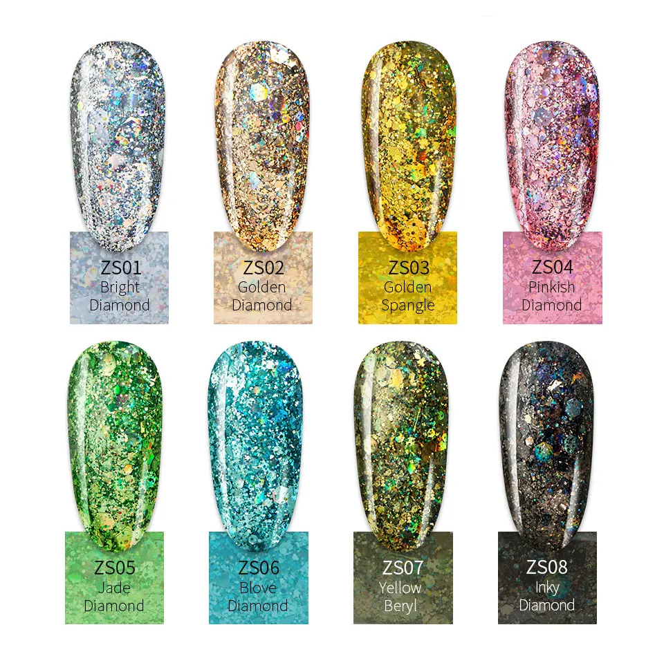 SAVILAND 3D Shiny Diamond Nail Gel Polish Holographic Glitter LED UV Semi Permanent Gel Varnishes Soak Off UV LED Nail Art
