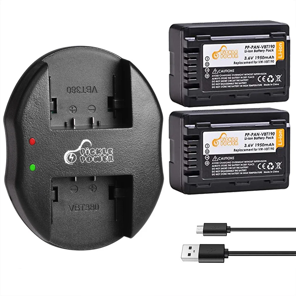 Аккумуляторная батарея 1950 мАч 2 шт. + двойное зарядное устройство USB для Panasonic VW VBT190