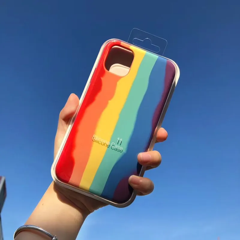 Мультяшный Радужный чехол для телефона iPhone 11 Pro MAX 7 8plus x xs xr xsmax 6 6s plus мягкая жидкая