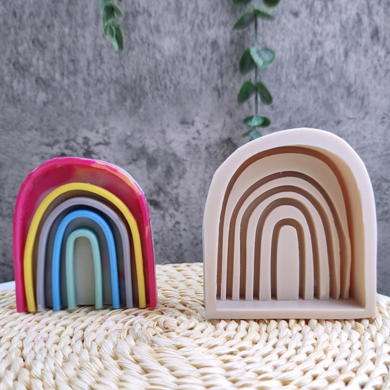 

Creative Rainbow Bridge Arch Scented Candle Decoration DIY Plaster Soap Silicone Mold Handmade Aromatherapy Photo Ornament Epoxy