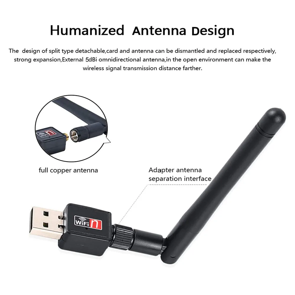 Мини USB адаптер Wi-Fi чипсет MT7601 /RTL8188 для ПК USB2.0 антенна 2 дБ Ethernet приемник 4G сетевая