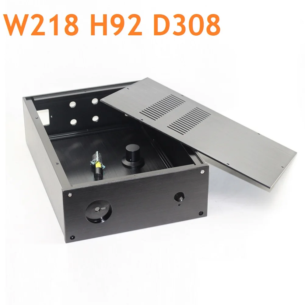 

W218 H92 D308 DIY DAC Decoding Shell Gold Panel Anodized Aluminum Power Amplifier Chassis Preamp Amp Tube Housing Headphone PSU