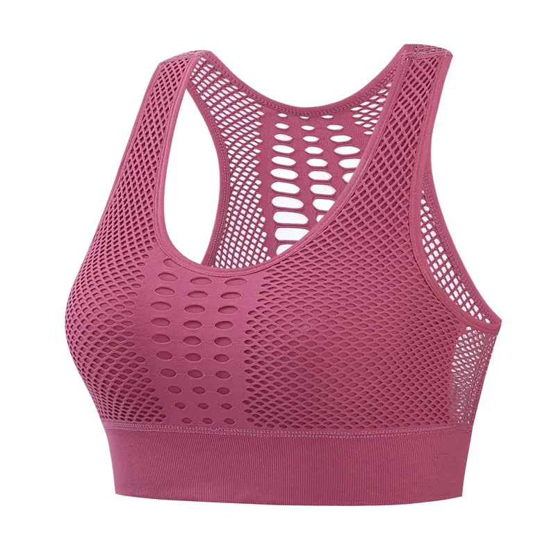 

Hollow Mesh Sports Underwear Women's Shockproof Vest Running Yoga Fitness Bra Beauty Back Gathered Large Size