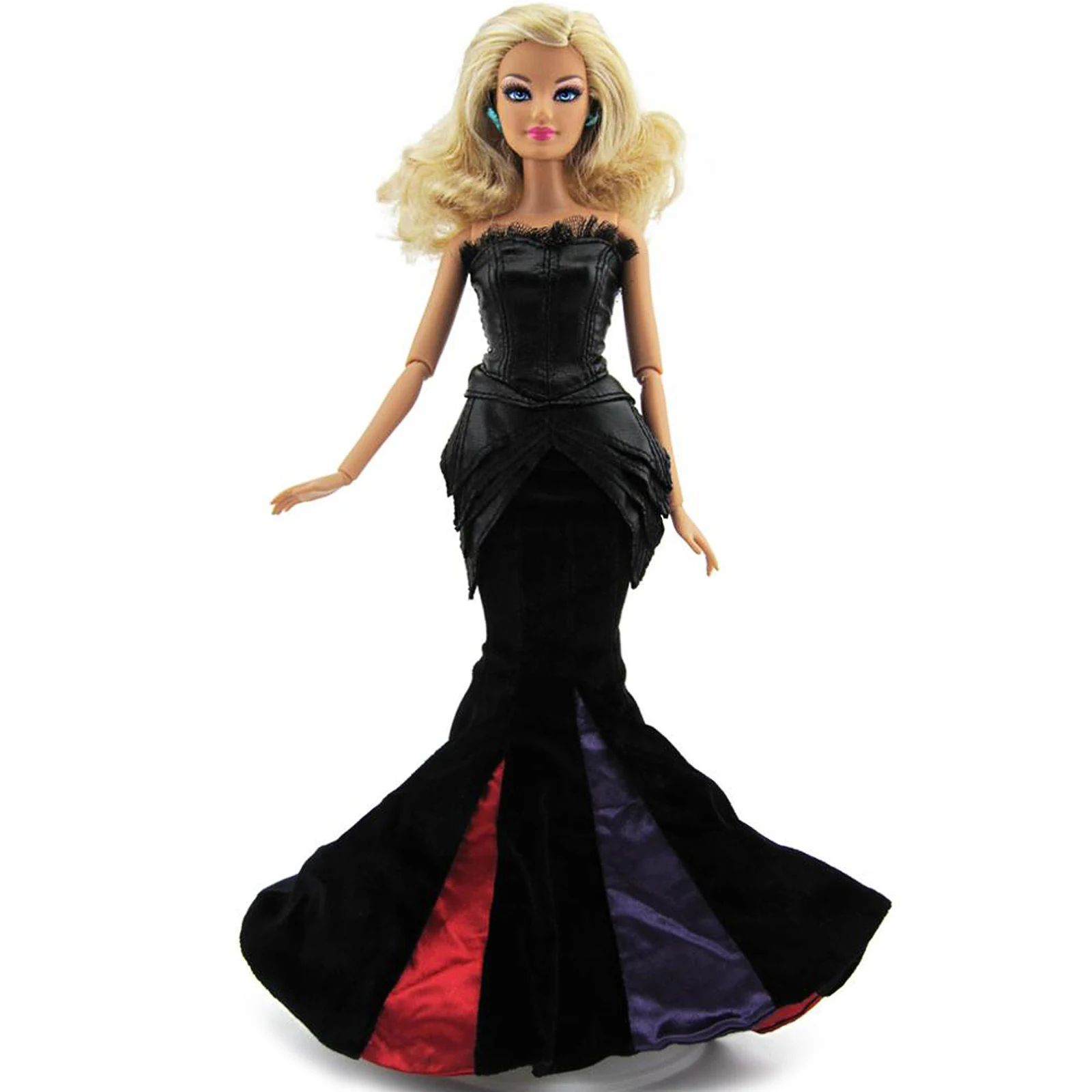 Великолепная без бретелек платье с юбкой годе кожаным верхом вечерние платья для