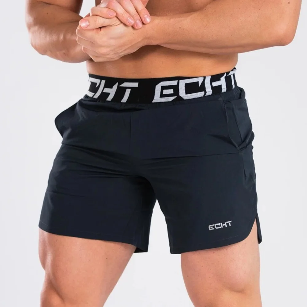 Navy blue Беговой спортивный Быстросохнущий шорты Мужская спортивная одежда для зала, фитнеса, мужские Бодибилдинг, тренировка Бермуды летние пляжные шорты - Цвет: Navy blue