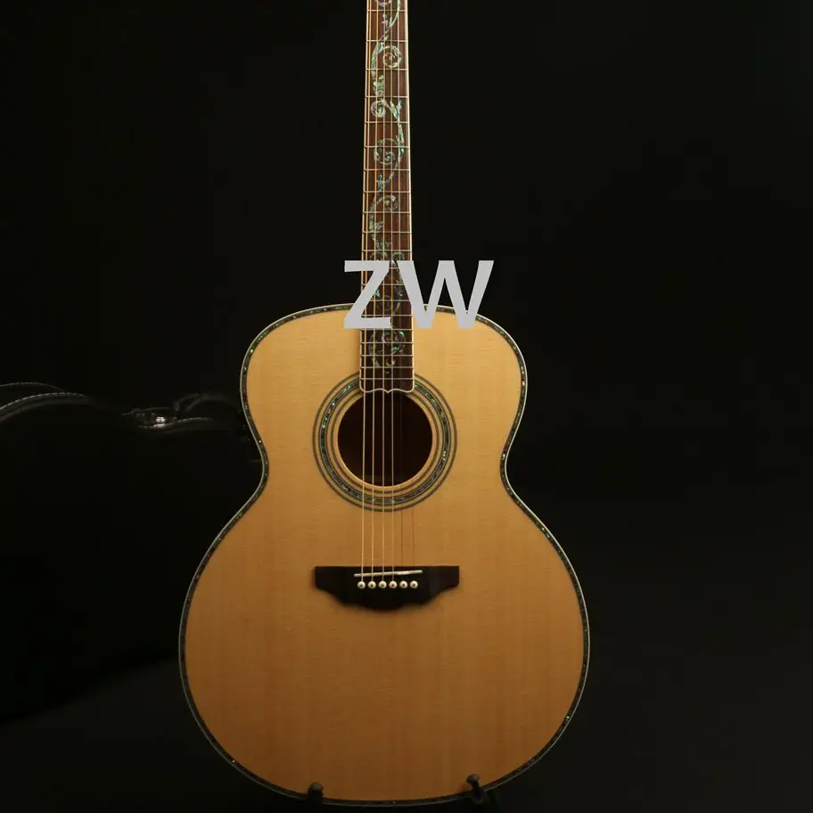 43In Джамбо электрическая акустическая гитара твердая ель Топ воспламеняемый клен