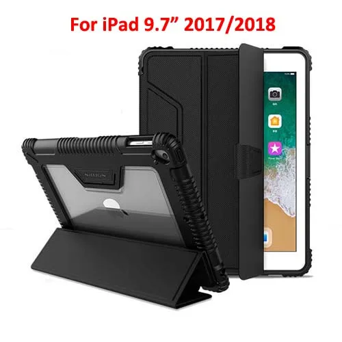Black- iPad 9.7 Для iPad Pro 11 12,9 чехол Nillkin противоударный кожаный умный флип-чехол для сна чехол для iPad 9,7 с функцией подставки - Цвет: Black- iPad 9.7