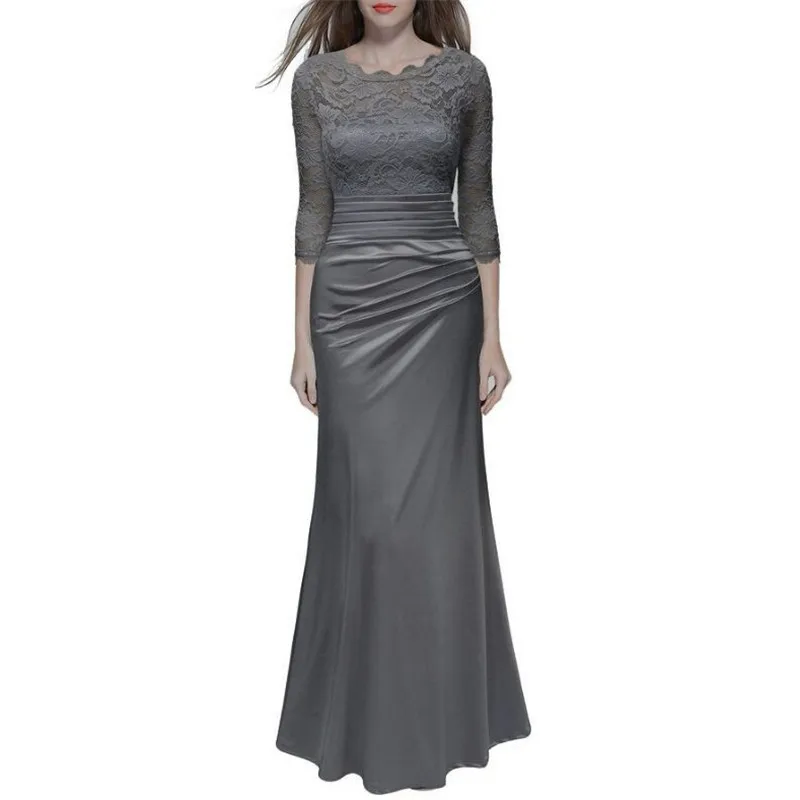 Женское кружевное платье серого цвета S 3XL размера плюс весна осень 2020 Новые