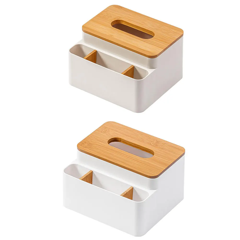 

Tissue Holder Storage Box Environmental Protection Home Desktop Napkin Dispenser Organizer Bamboo Lid Container For Office Home