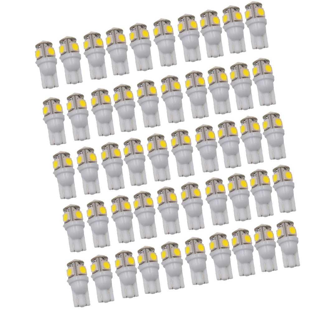 50 шт. универсальные белые светодиодсветодиодный лампы T10 W5W 168 194 5050 5SMD 6000K |