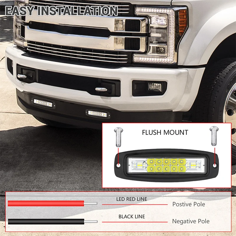7inch Work Light Flush Mount LED 20W Combo beam Driving Lights DC12V 24V for Jeep Car Tractor Truck Boat 4x4 Off-road ATV |
